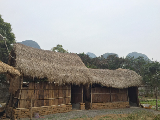 吃饭地是一个农家小院,背山而建,前面种了菜,还搭建了几座草棚