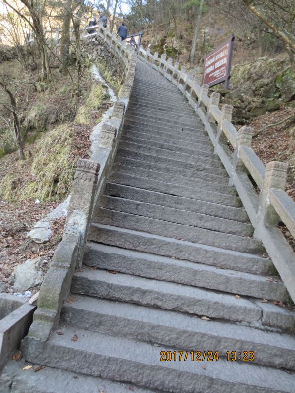 从拜经台去天台寺的上山台阶 (凤凰松)