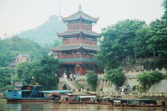 重庆出发蓬安周子古镇,濂溪祠,爱莲池,龙角山,吴道子广场,财神楼自驾