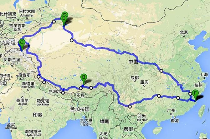 全程线路图 第一天(0829):福建福州---江西泰和 行程:600km 约7小时