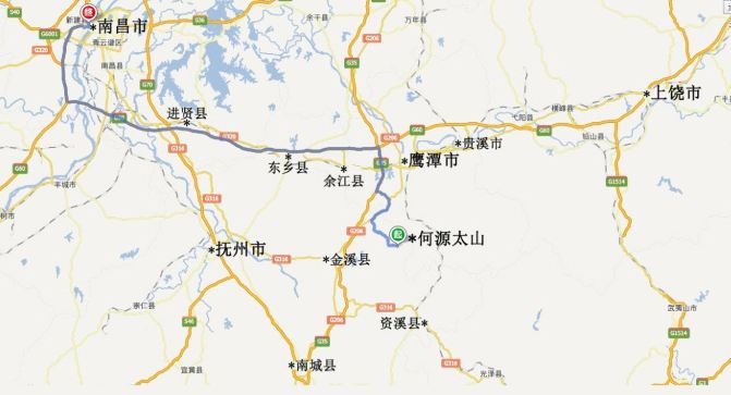 交通:鹰潭市-206国道金溪方向-对桥镇-何源镇-何源村-南园-何源太山