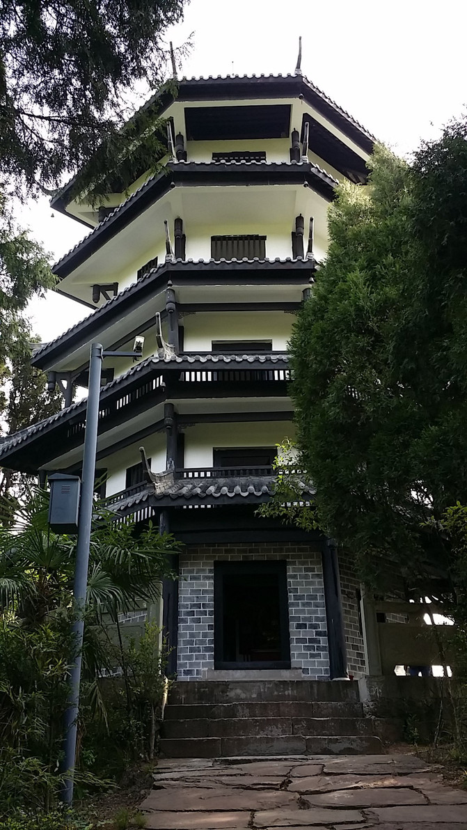 我们登上翠云楼,眺望远处的剑门七十二峰和翠云长廊的壮美风光.