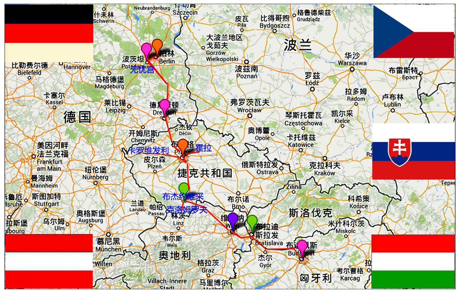 捷克旅游景点地图