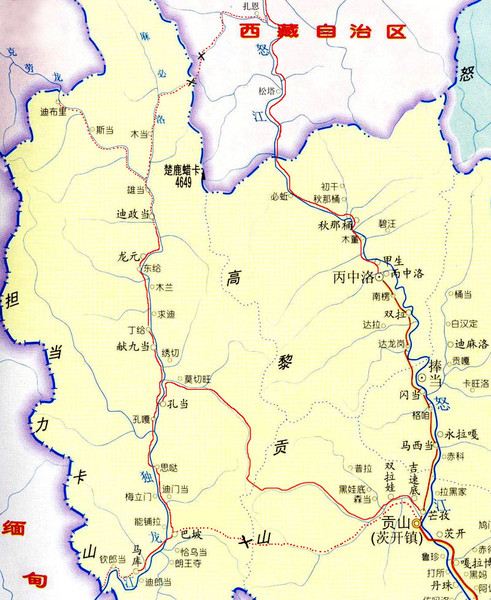 d6-d7丙中洛-贡山-独龙江河谷的孔当-贡山-六库/-大理.