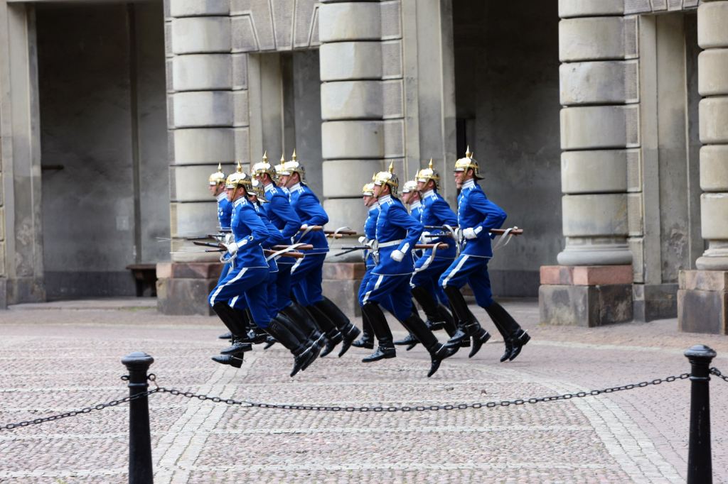 瑞典皇家卫队站岗士兵换岗仪式