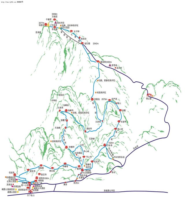 峨眉山路线图