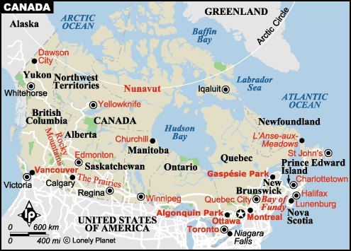 这张地图,至少在很久之前,我并没有仔细去观察加拿大所在的那个位置 ? 