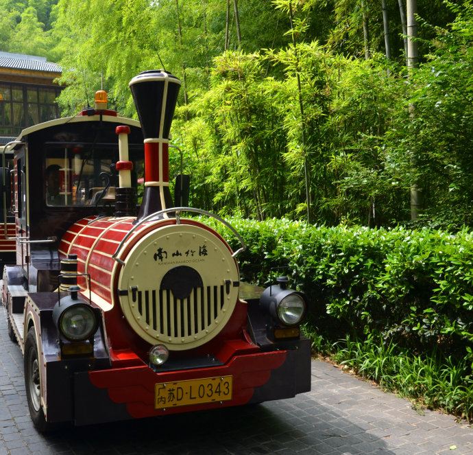 "南山竹海"景区中的小火车.