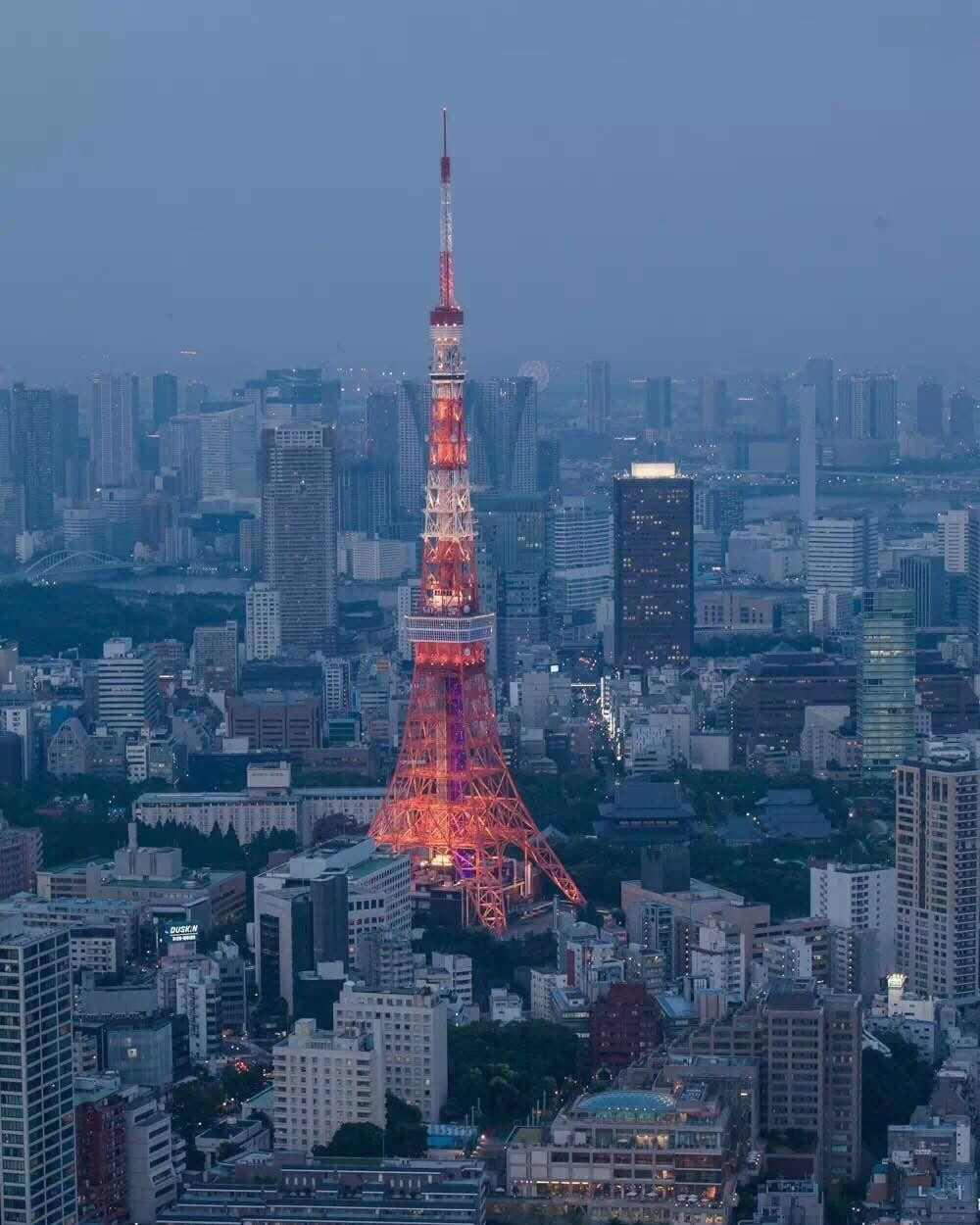 从森美术馆上面的展望台看到东京铁塔