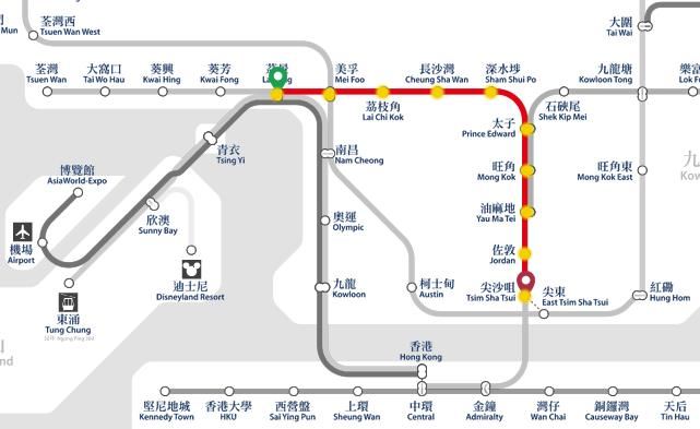 附地鐵線路圖和荃灣線站點圖.