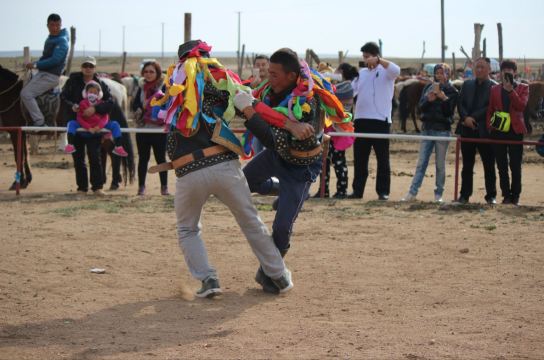 小型那达慕  摔跤
