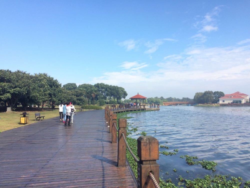蓝天白云下闲逛中. 阳澄湖水上公园
