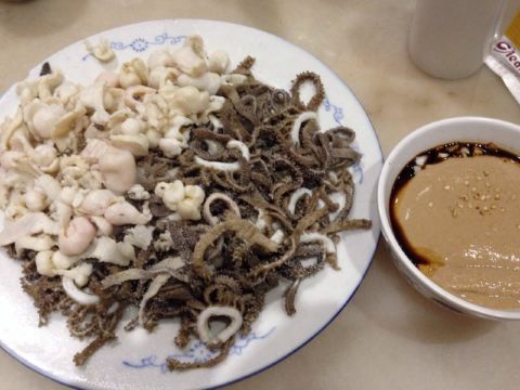 爆双样,牛肚和羊肚,吃不惯 爆肚于饭店